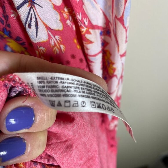 Intimately Free People Women's XS Pink Orange Floral Gown Dress Tie Back! - Picture 4 of 5